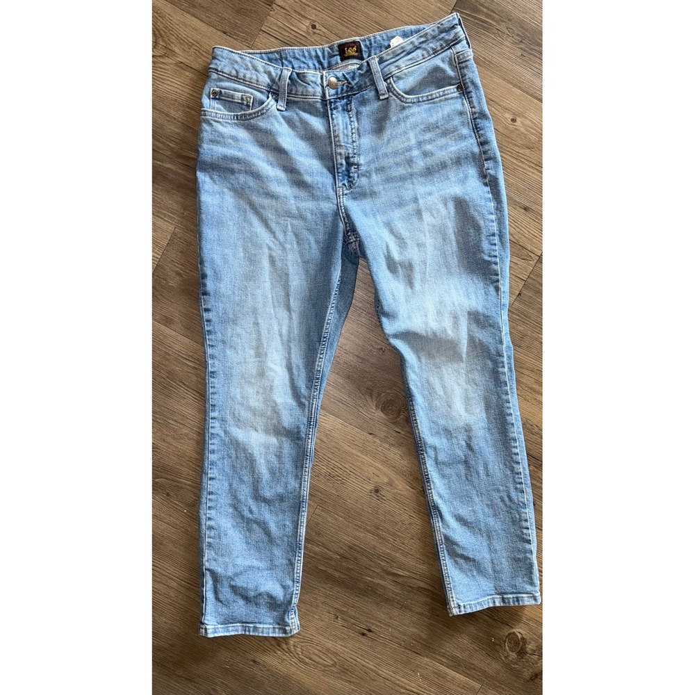 Lee Womens High Rise Straight Leg Light Wash Denim Jeans Blue Size 31x26.5